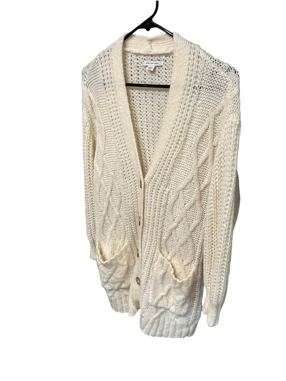 American Eagle Outfitters Cream Wool Blend Oversized Cardigan Sweater- Small - Picture 3 of 6